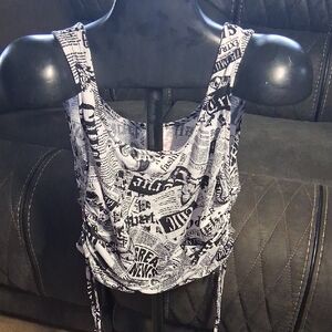 No Boundaries Black and White Print Crop Top